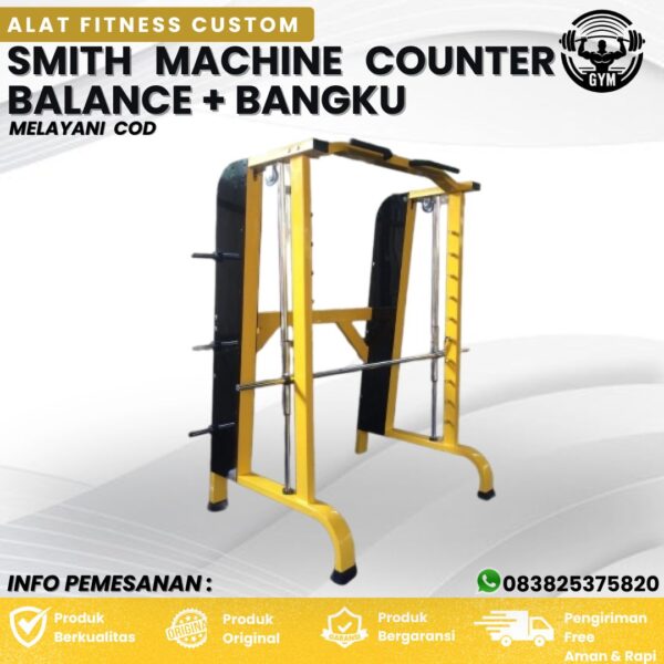 Alat Olahraga Cstom Smith Machine Counter Balance +  Bangku